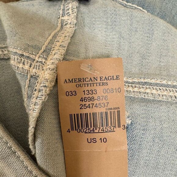 American Eagle High Rise Shortie Light Wash Lace Pocket Stretch Shorts 10 NWT - Picture 5 of 11